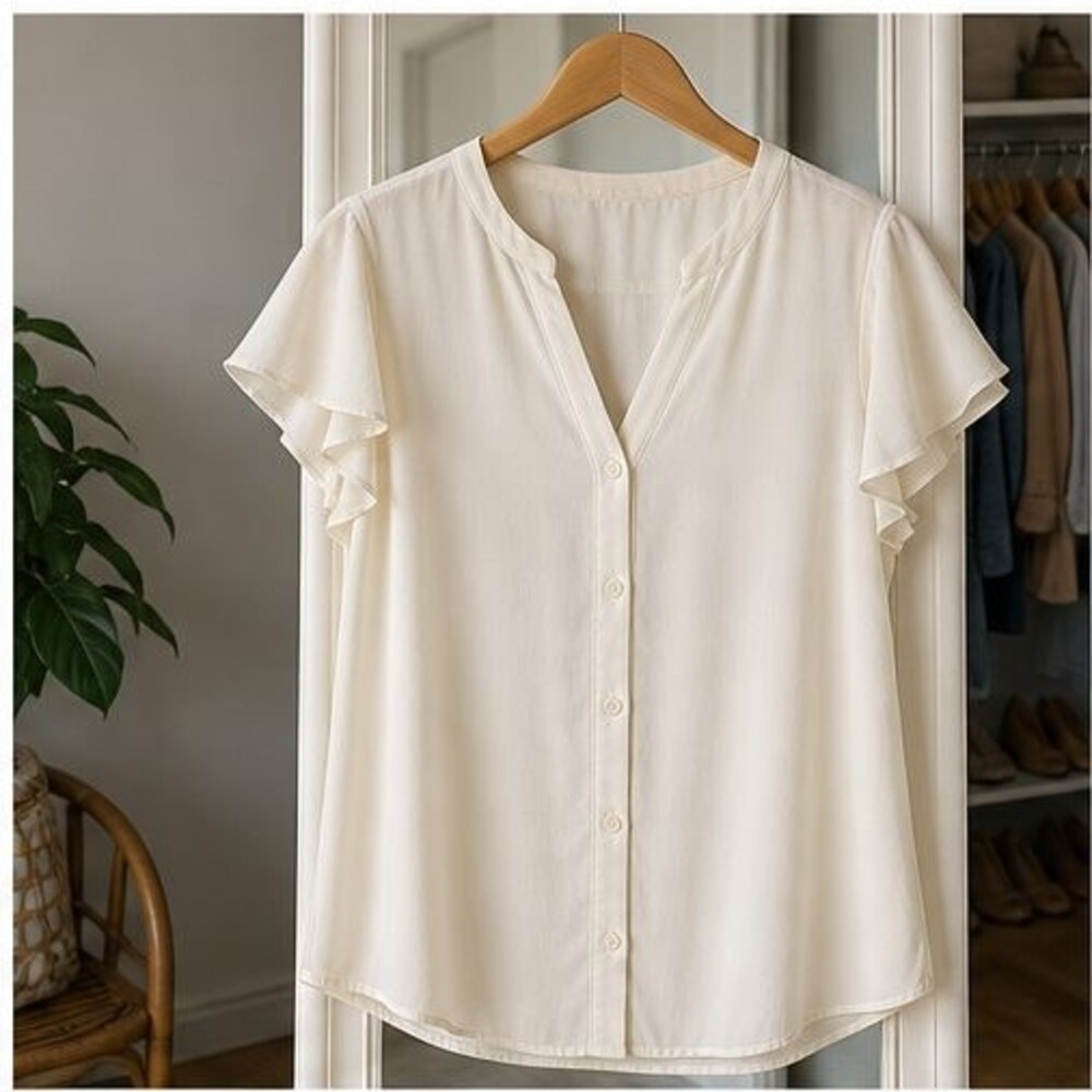 Cream Wrap Blouse